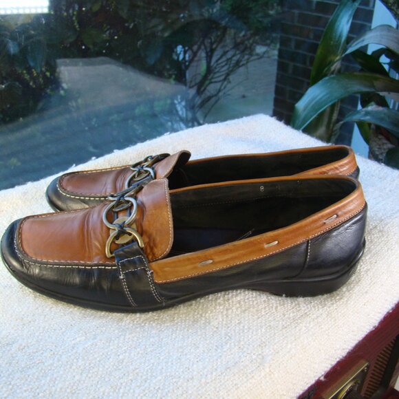 Sesto Meucci Leather Slip On Loafers Black/Brown Size 8 - Picture 3 of 10